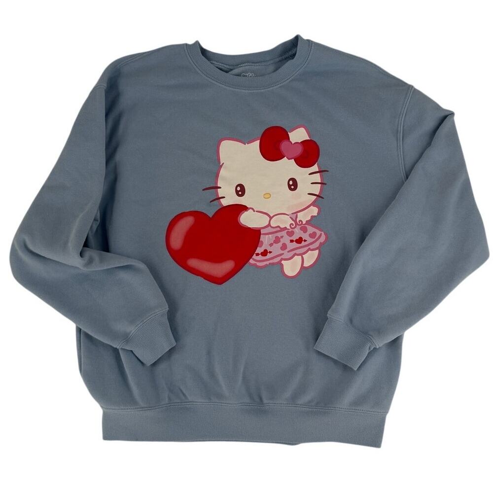 Hello Kitty Sanrio Hybrid Apparel Blue Graphic Sweatshirt Womens‎ Large Kawaii